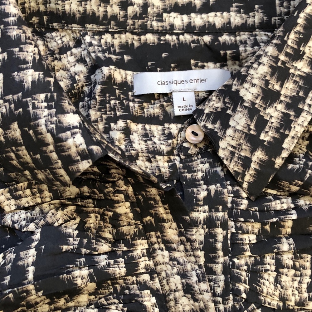 Silk snake print designer button front blouse